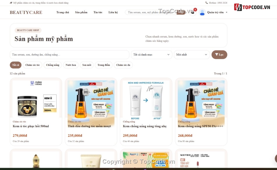 giao diện web,web mỹ phẩm,website mỹ phẩm